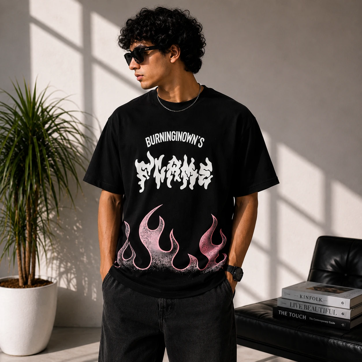 Velrix Core “Burning In Own’s Flame” Black Oversized T-Shirt – 240 GSM Premium Cotton