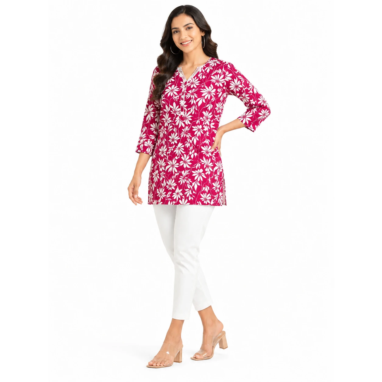 Women’s Printed Kurti (vibrant pink)