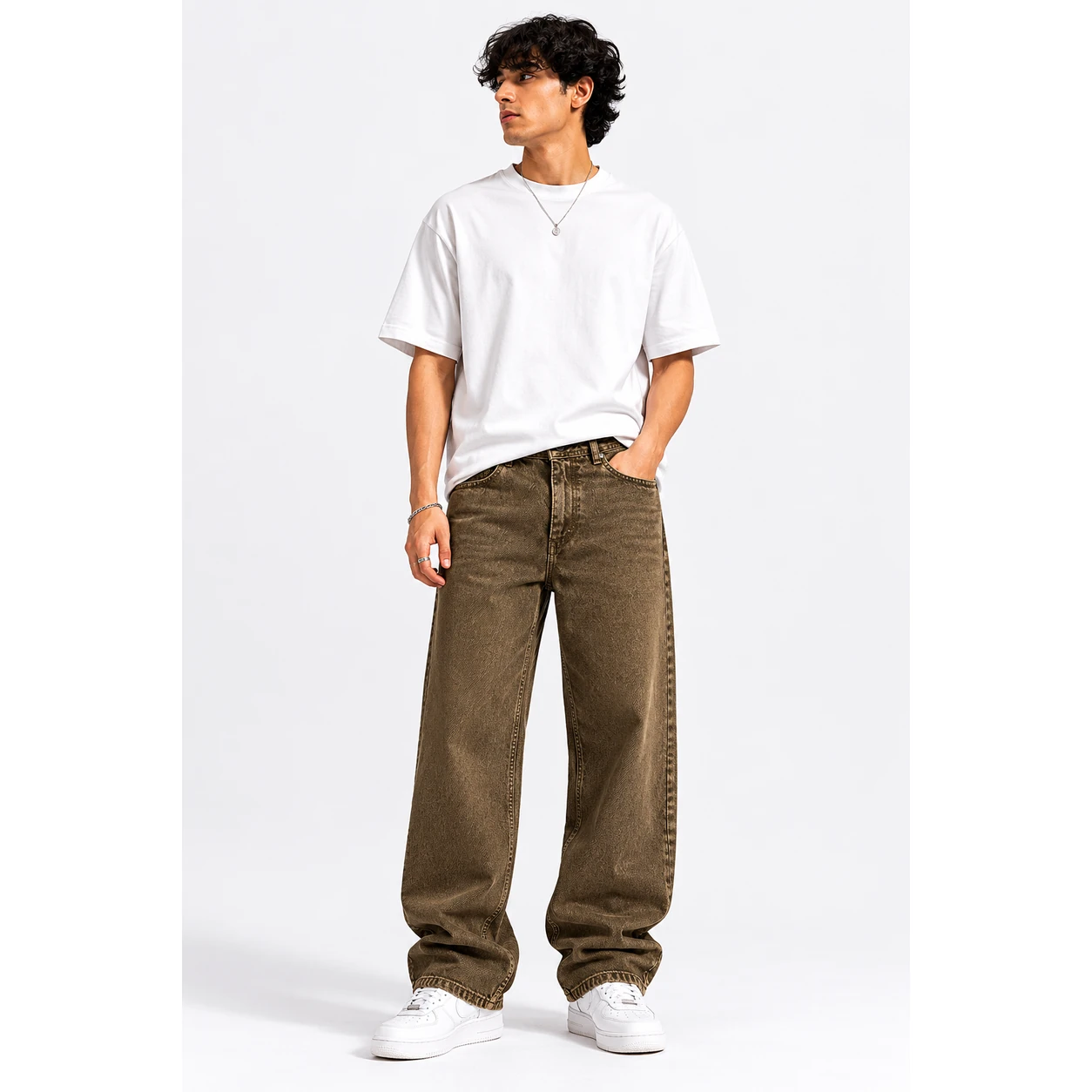 Straight Fit Jeans (washed brown color)