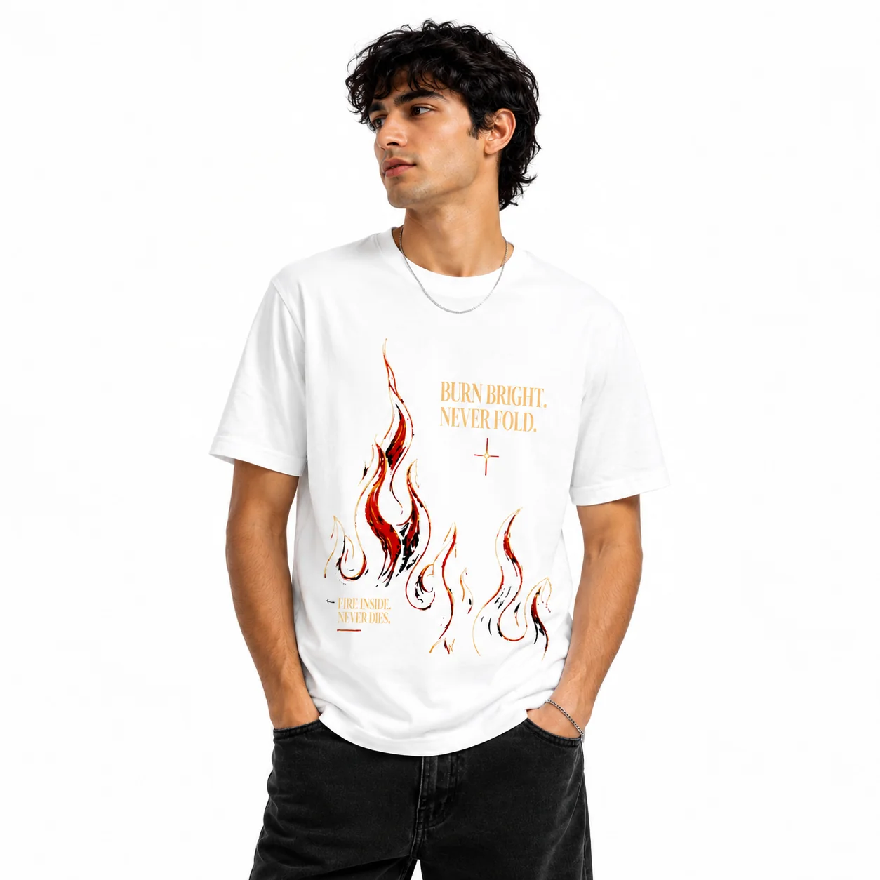 BURN BRIGHT Oversized T-Shirt (White)