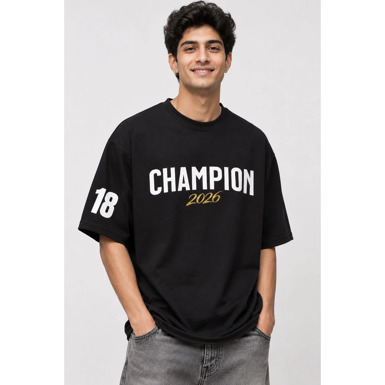 RCB Champions 2026 Oversized T-Shirt – Black Edition